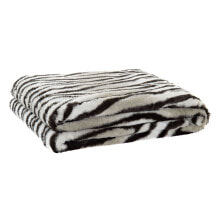 Blanket DKD Home Decor Wild 150 x 200 x 2 cm Black Grey White Colonial
