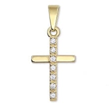 Кулоны и подвески pendant Cross of Yellow Gold with Crystals 249 001 00565