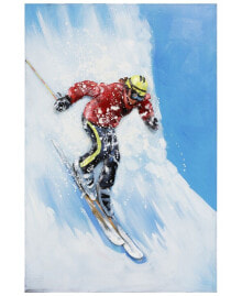 Skiing Mixed Media Iron Hand Painted Dimensional Wall Art, 48