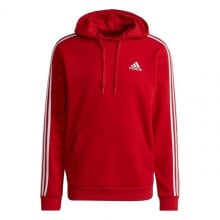 Мужское худи с капюшоном спортивное красное с логотипом adidas Essentials Fleece M GU2523