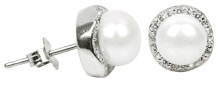 Серьги серебряные серьги с жемчугом и кристаллами JwL Luxury Pearls JL0290