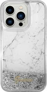 Guess Etui Guess GUHCP14SLCSGSGH Apple iPhone 14 biały/white hardcase Liquid Glitter Marble