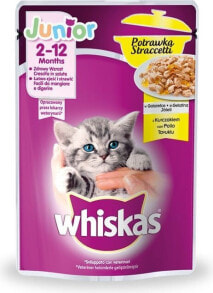 Влажные корма для кошек влажный корм для кошек Whiskas, для котят, кусочки с говядиной в соусе, 100 г