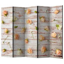 Paravent Wood & Roses II (5-teilig)