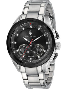 Аналоговые мужские наручные часы с серебряным браслетом Maserati R8873612015 Finish line chronograph 45mm 10ATM