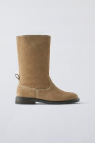 Leather split suede boots