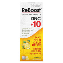 T-Relief, ReBoost, Zinc +10, Cold & Flu Tablets, 60 Tablets
