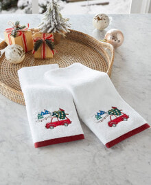 Holiday Lane tree Transport Embroidered 2-Pc. Hand Towel Set, Created for Macy's