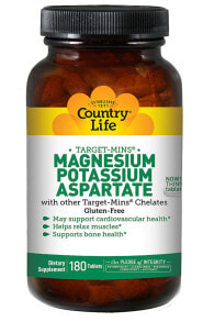 Магний Country Life Target-Mins Magnesium Potassium Aspartat Аспартат магния и калия  180 таблеток