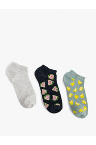 3'lü Patik Çorap Seti Meyve Detaylı