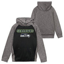 NFL Seattle Seahawks Boys' Black/Gray Long Sleeve Hooded Sweatshirt - XS