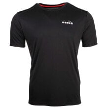 Купить черные мужские футболки Diadora: Diadora Run Crew Neck Short Sleeve Athletic T-Shirt Mens Black Casual Tops 17917