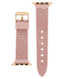 Women's Light Pink Swirl Logo Silicone Strap Compatible with 42, 44, 45, 49mm Apple Watch