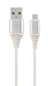 Gembird CC-USB2B-AMMBM-1M-BW2 USB кабель 2.0 Micro-USB B USB A Серебристый, Белый