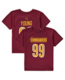 Outerstuff preschool Boys and Girls Chase Young Burgundy Washington Commanders Mainliner Player Name and Number T-shirt