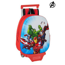 Детские школьные рюкзаки и ранцы для мальчиков школьный рюкзак 3D с колесиками The Avengers красный цвет, 10 л