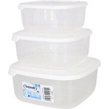 TONTARELLI Set of 3 Square Lunch Boxes 1/1.5/2.5L Cream