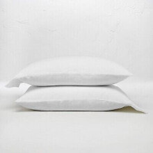 Standard 100% Washed Linen Solid Pillowcase Set White - Casaluna