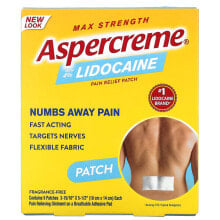Болеутоляющие и противовоспалительные средства Aspercreme, Обезболивающий пластырь с 4% лидокаином, максимальная сила, без отдушек, 5 пластырей (10 см x 14 см) каждый