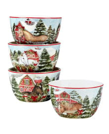 Certified International homestead Christmas 4 Piece Ice Cream Bowl Set