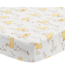 Lambs & Ivy disney Baby Storytime Pooh 100% Cotton Fitted Crib Sheet - White