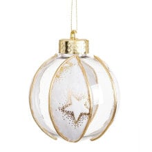 Christmas Baubles White Transparent Golden Plastic Fabric Stars 8 x 8 x 8 cm (4 Units)