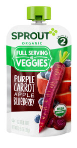 Детское пюре Детское пюре Sprout Organic Baby Food 6 шт, морковь, яблоко, черника, 6 месяцев