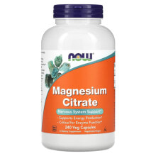 NOW Foods Magnesium Citrate Цитрат магния 400 мг для поддержки нервной системы и выработки энергии, веганские капсулы