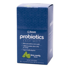 Пребиотики и пробиотики Kore Probiotics Easy Melt Sticks Lime Candy Пробиотическая добавка со вкусом лайма для поддержки здорового пищеварения 15 пакетов стиков