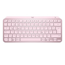 Клавиатуры logitech MX Keys Mini клавиатура РЧ беспроводной + Bluetooth QWERTZ Swiss Розовый 920-010487