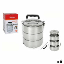 Set of lunch boxes Privilege Stainless steel Stackable Steel 14 cm (6 Units) (3 pcs)
