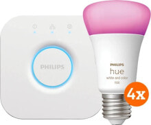 Philips Hue White and Color Starter Pack with 4 Lights + Bridge