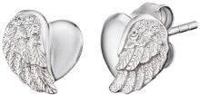 Серьги серебряные серьги Сердце с крыльями ангела и цирконами ERE-LILHW-ST