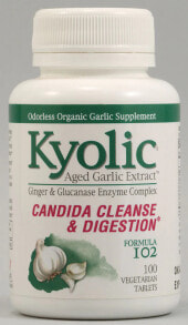 Чеснок Kyolic Aged Garlic Extract Candida Cleanse and Digestion Formula 102 -- Выдержанный Экстракт чеснока  Формула для очищения и пищеварения Кандиды 102 -- 100 Вегетарианских таблеток