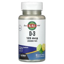 D-3, Lemon Lime, 125 mcg (5,000 IU), 90 Micro Tablets