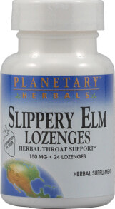 Витамины и БАДы от простуды и гриппа Planetary Herbals Slippery Elm Lozenges Леденцы со скользким вязом 150 мг - 24 со вкусом клубники леденцов
