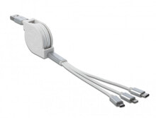 Кабели для зарядки, компьютерные разъемы и переходники deLOCK 85850 USB кабель 0,98 m 2.0 USB A USB C/Micro-USB B/Lightning Серебристый, Белый