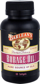 Рыбий жир и Омега 3, 6, 9 barlean's Cold Pressed Borage Oil Масло огуречника холодного отжима  1000 мг  60 гелевых капсул