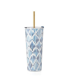 Lenox blue Bay Ikat Pattern Stainless Steel Tumbler with Straw