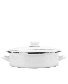 Solid White Enamelware Collection 8 Quart Saute Pan