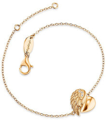 Женские браслеты gold plated silver bracelet with angel wings and zircons ERB-LILHW-G