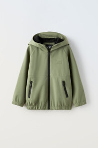 Water-repellent soft shell hooded jacket