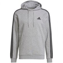 Мужское худи с капюшоном спортивное серое с логотипом Adidas Essentials Fleece 3-Stripes Hoodie M GK9084
