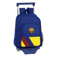 Детские школьные рюкзаки и ранцы для мальчиков школьный рюкзак для мальчика F.C. Barcelona с колесиками, синий цвет, (27 x 10 x 67 cm)