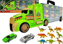 LeanToys Ciężarówka Transporter Sorter Walizka z Dinozaurami Zielona