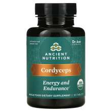 Грибы Dr. Axe / Ancient Nutrition, Cordyceps, Energy and Endurance, 30 Tablets