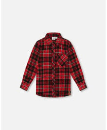 Deux par Deux toddler Boys Long Sleeve Button Down Flannel Shirt Plaid Black And Red - Toddler|Child