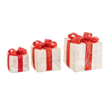 Новогоднее украшение Белый Красный Металл волокно Подарочный набор 25 x 25 x 31 cm (3 штук)