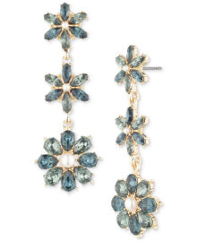 Купить серьги Marchesa: Gold-Tone Stone & Imitation Pearl Flower Triple Drop Earrings