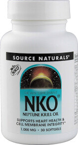 Рыбий жир и Омега 3, 6, 9 source Naturals NKO Neptune Krill Oil Масло антарктического криля для здоровья сердца 1000 мг 30 гелевых капсул